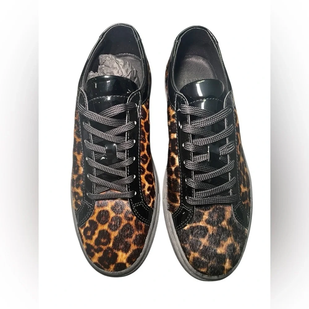 The Kooples Leopard Calf Hair Low Top Sneakers Size 9 US | NIB